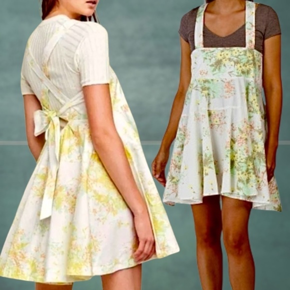 FREE PEOPLE Let The Sunshine In Cotton Strappy Sleeveless Back-Tie MiniDress NWT - Picture 4 of 15